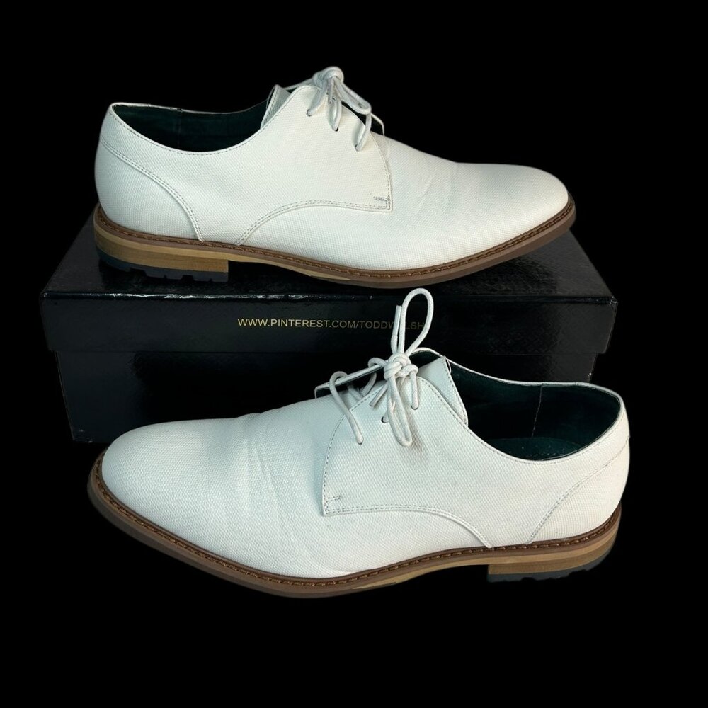 White Oxford Todd Welsh Canvas Lace-Up Shoes Size 11D